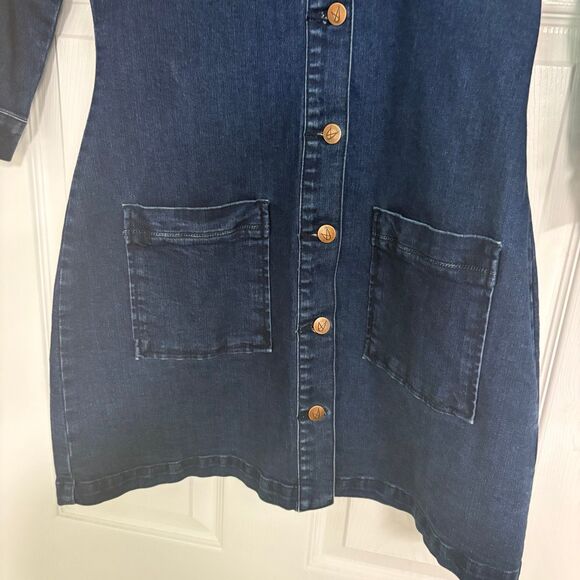 MINKPINK Denim Button Front Dress Size Medium - Picture 5 of 9